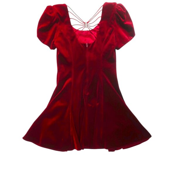 ❤️ Vintage Red Velvet Skater Dress ❤️ - Picture 6 of 13